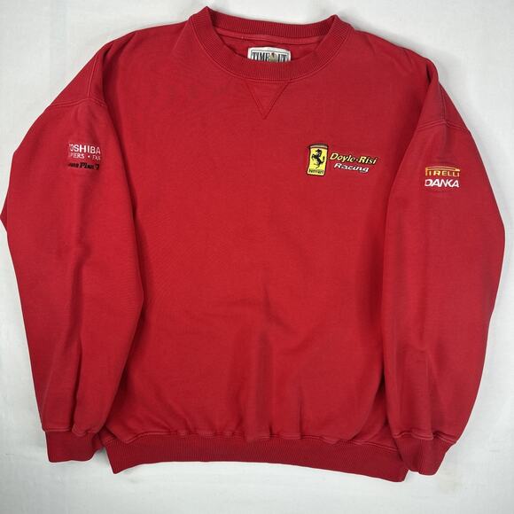 Vintage Ferrari Racing Crewneck Doyle Risi 90s Sweatshirt Red Size Lg Time Out - Picture 1 of 10